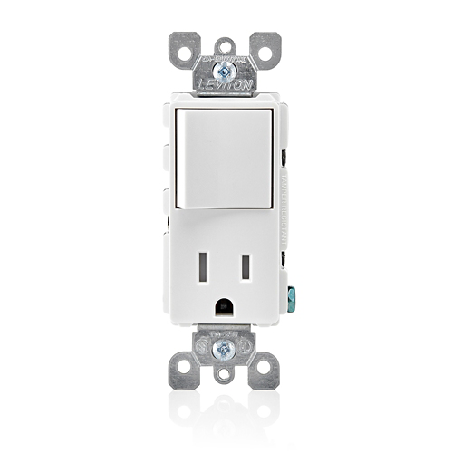 Interruptor + toma con polo a tierra 15 A 120/277 V color blanco