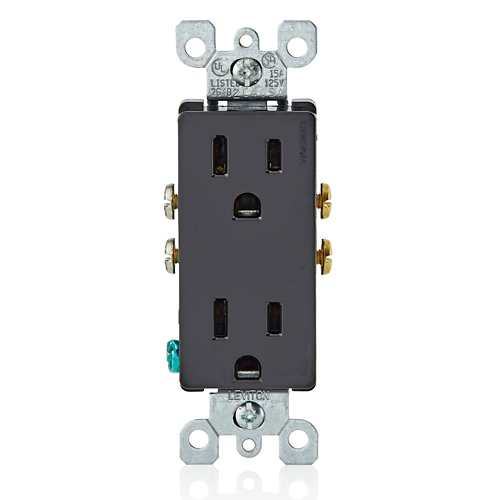 Toma doble con polo a tierra 15 A 125 V color negro