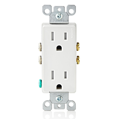 Toma doble con polo a tierra Tamper Resistant 15 A 125 V color blanco