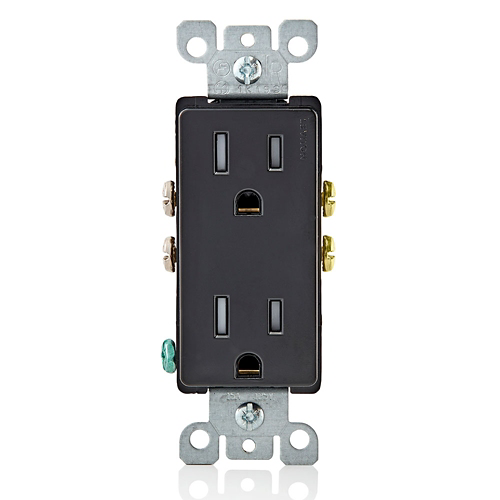 Toma doble con polo a tierra Tamper Resistant 15 A 125 V color negro