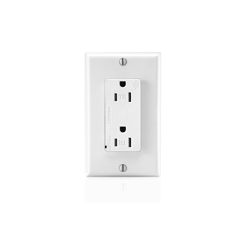 Toma doble con polo a tierra Tamper Resistant con supresor de picos 15 A 125 V color blanco
