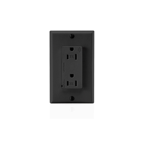 Toma doble con polo a tierra Tamper Resistant con supresor de picos 15 A 125 V color negro