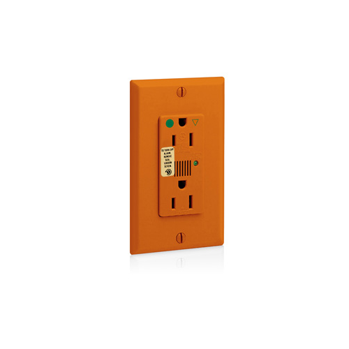 Toma doble con tierra aislada con supresor de picos 15 A 125 V grado hospital color naranja