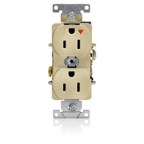 Toma doble con tierra aislada 15 A 125 V grado industrial color crema