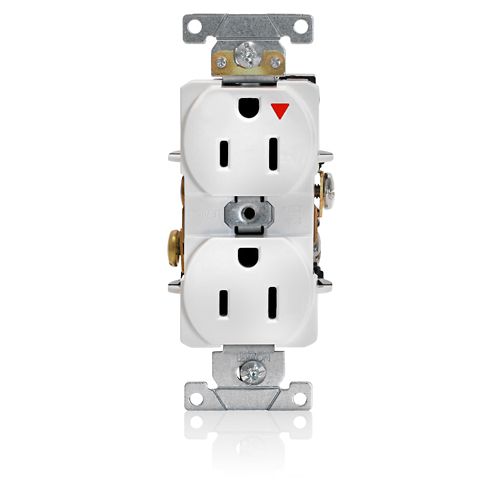 Toma doble con tierra aislada 15 A 125 V grado industrial color blanco