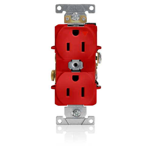 Toma doble con tierra aislada 15 A 125 V grado industrial color rojo