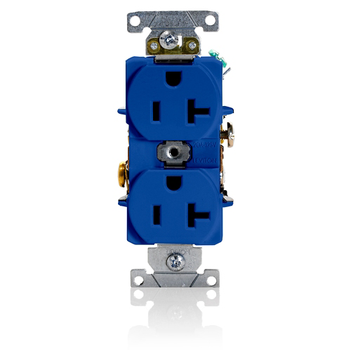 Toma doble 20 A 125 V grado industrial color azul