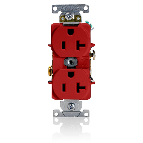 Toma doble 20 A 125 V grado industrial color rojo