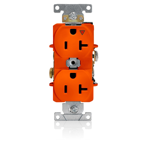 Toma doble con tierra aislada 20 A 125 V grado industrial color naranja