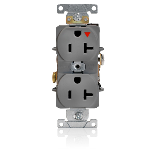 Toma doble con tierra aislada 20 A 125 V grado industrial color gris