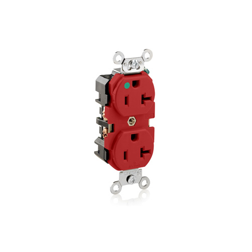 Toma doble 20 A 125 V grado hospital color rojo
