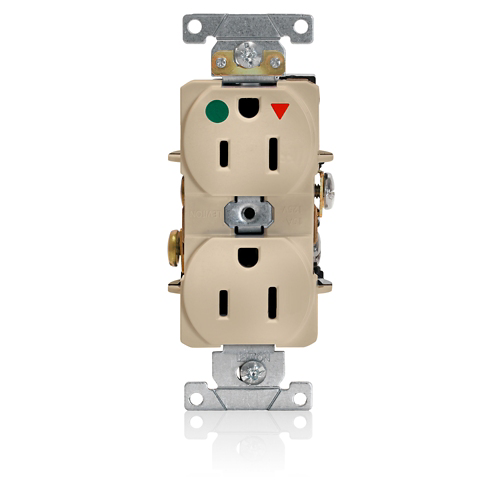 Toma doble con tierra aislada 15 A 125 V grado hospital color crema