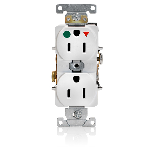 Toma doble con tierra aislada 15 A 125 V grado hospital color blanco