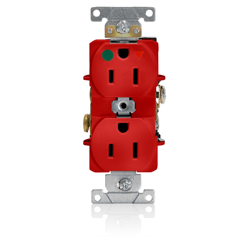 Toma doble con tierra aislada 15 A 125 V grado hospital color rojo