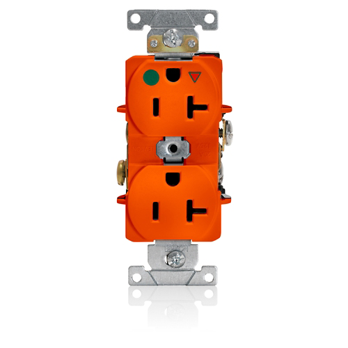Toma doble con tierra aislada 20 A 125 V grado hospital color naranja