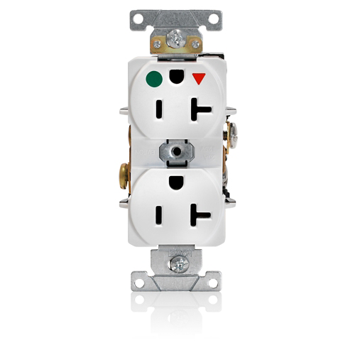 Toma doble con tierra aislada 20 A 125 V grado hospital color blanco
