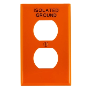 Tapa Para Toma Doble Ig Con Marcación Color Naranja