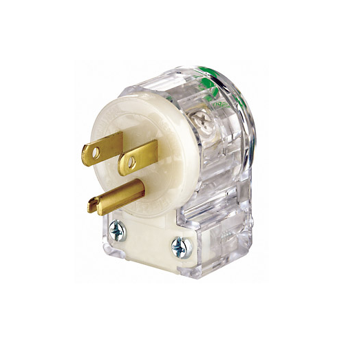 Clavija en ángulo 15 A 125 V grado hospital color transparente