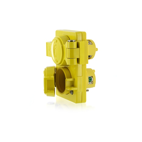 Toma para empotrar Wetguard doble con polo a tierra 15 A 125 V color amarillo