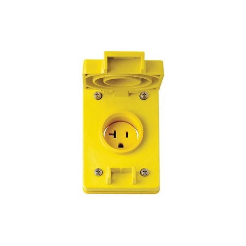 Toma para empotrar Wetguard sencilla con polo a tierra 20 A 125 V color amarillo