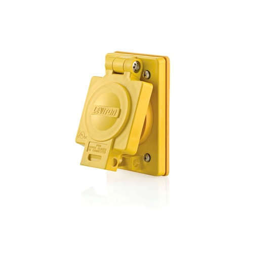 Toma para empotrar Wetguard sencilla con polo a tierra 20 A 250 V color amarillo
