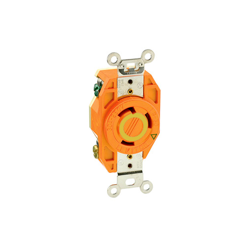 Toma de incrustar de media vuelta (Locking) con tierra aislada 30 A 125 V color naranja