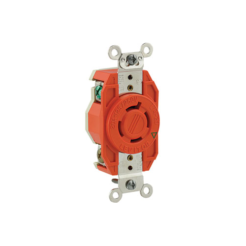 Toma de incrustar de media vuelta (Locking) con tierra aislada 20 A 125/250 V color naranja