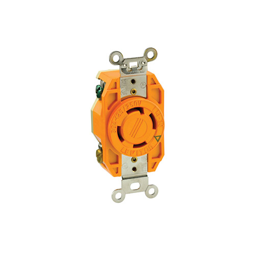 Toma de incrustar de media vuelta (Locking) con tierra aislada 30 A 125/250 V color naranja
