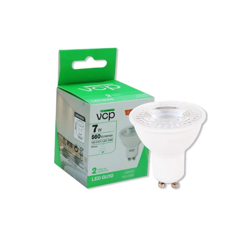 Bombilla Led Gu10 7W 3000K 100-240 Vac