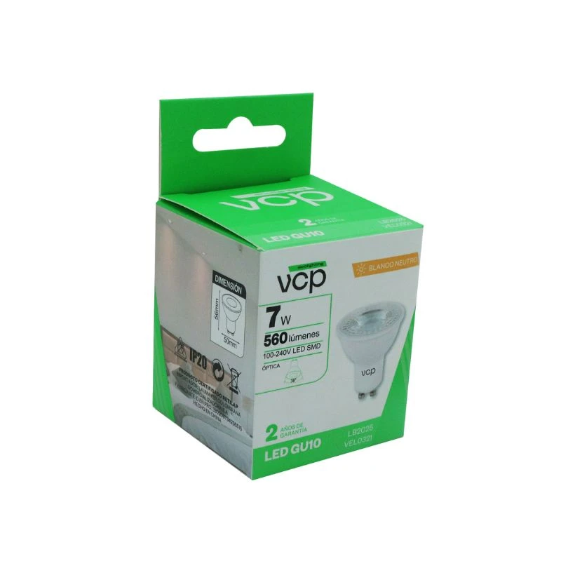 Bombilla Led Gu10 7W 4000K 100-240 Vac