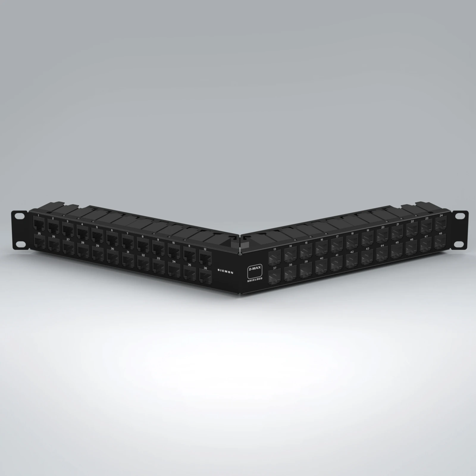 Patch panel angulado Cat 6A blindado, 48 puertos, 1 RU [cat-004] [sub-017]