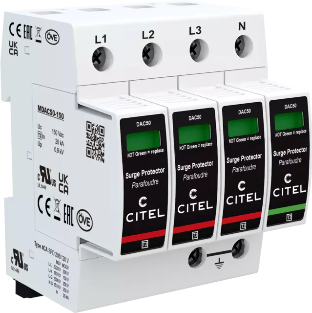 Dps Citel Tipo 2 4 Polos Uc 150 V Ac Modo Diferencial