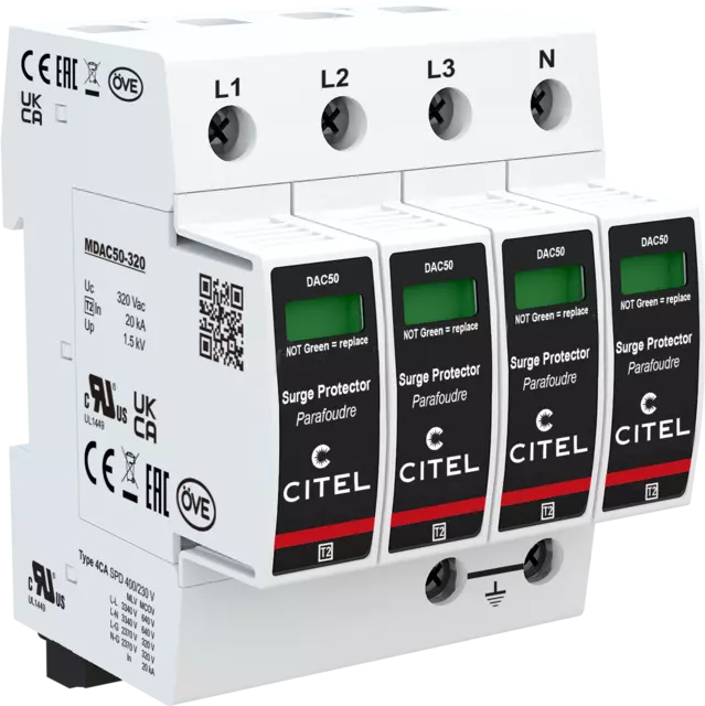 Dps Citel Tipo 2 4 Polos Uc 320 V Ac Modo Común