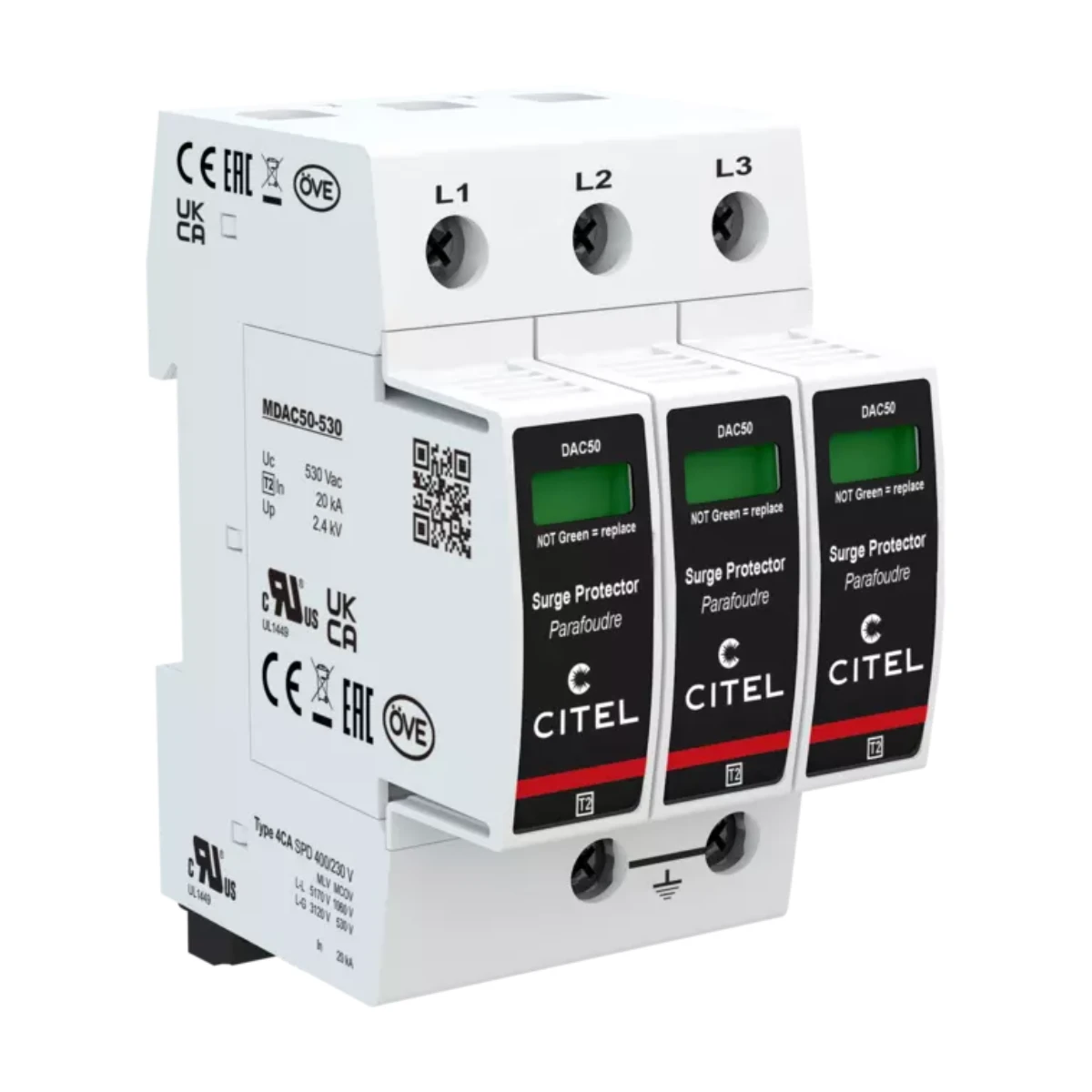 Dps Citel Tipo 2 3 Polos Uc 530 V Ac Modo Común