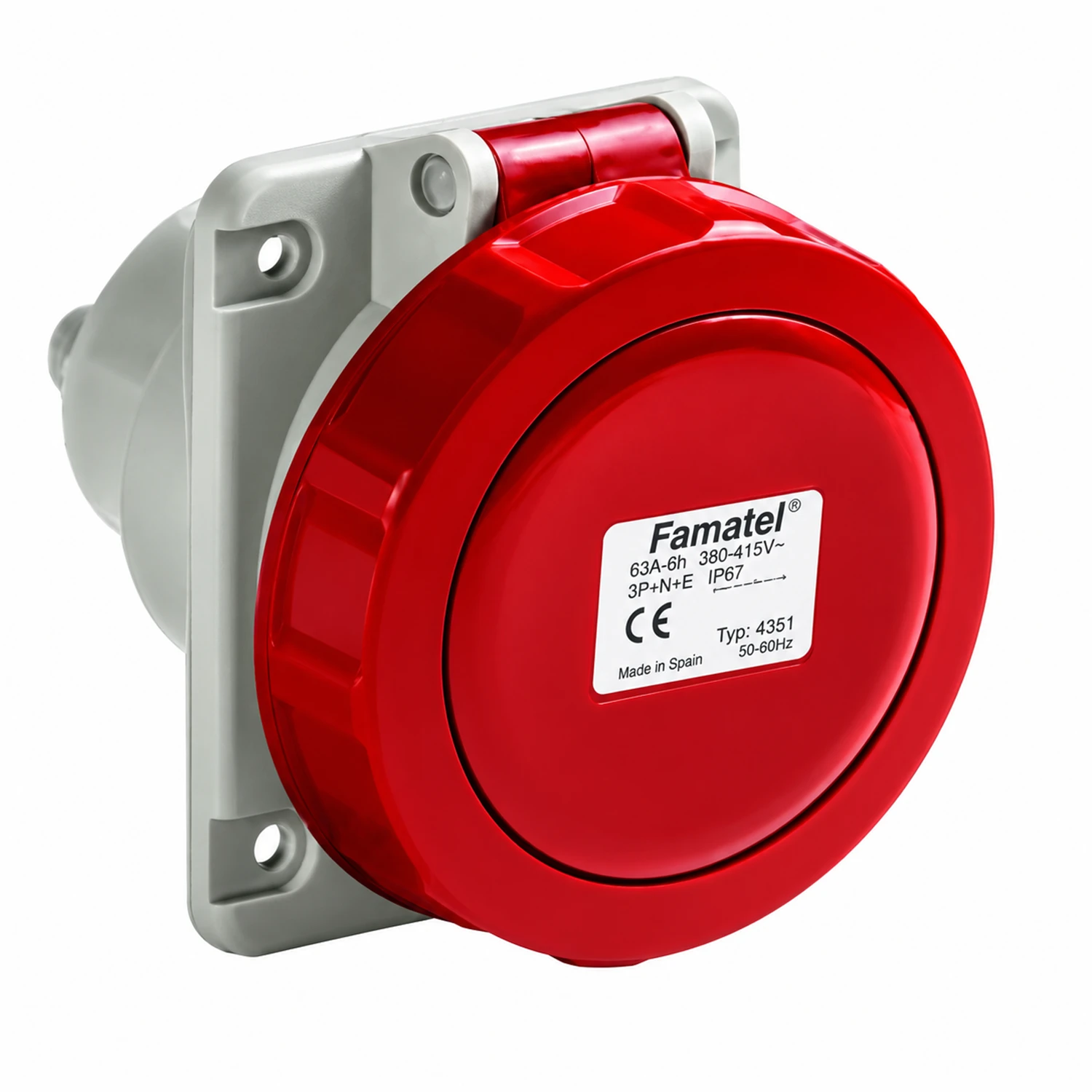 Toma Industrial De Incrustar 3P+T 32 A 380-480 V~ IP67 3H cat-003 sub-017