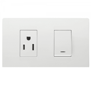 Interruptor Premium + Tomacorriente Americana 2p+E Blanco
