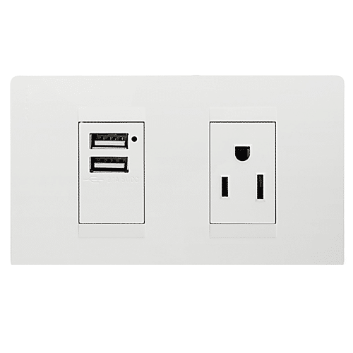 Toma Premium Americana 2p+E + Toma Usb Blanco