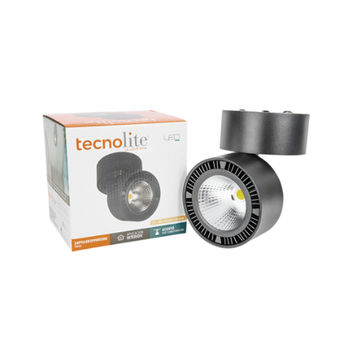 Spot Sobreponer LED Tecnolite 24W Ref: TLLED-209-30 PRAIA 3000K Negro