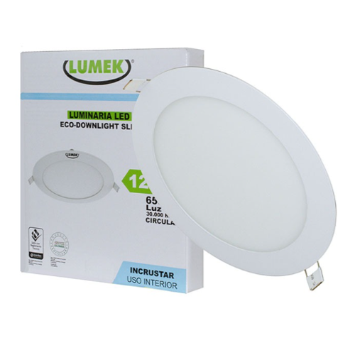 Panel LED Lumek Redondo de Incrustar 12W Luz Blanca