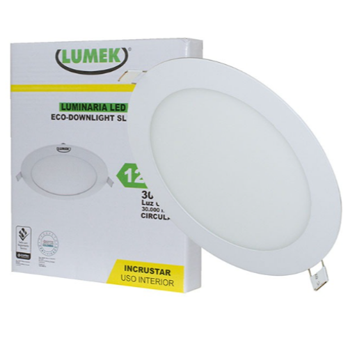 Panel LED Lumek Redondo de Incrustar 12W Luz Cálida