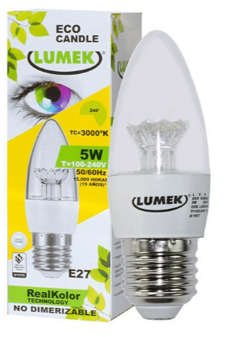 Bombillo LED Lumek E27 Eco Vela 5W 3000K