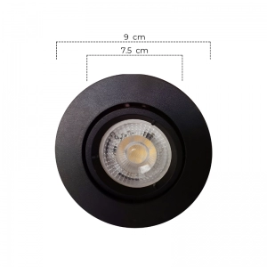 Bala LED 5W 6500K Negra Redonda