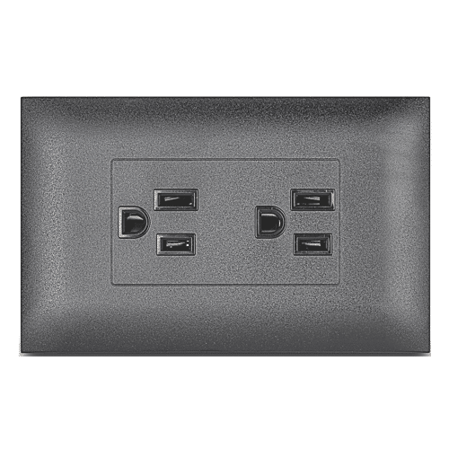 Toma Vive Doble con Polo a Tierra Negro