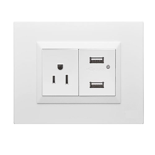 Toma Plura Usb + Toma Corriente Blanco