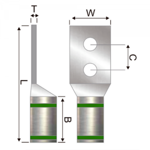 Terminal Bimetálica Dos Ojos Barril Largo 400 Kcmil