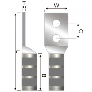 Terminal En Cobre Estañado Dos Ojos Largo 10 AWG