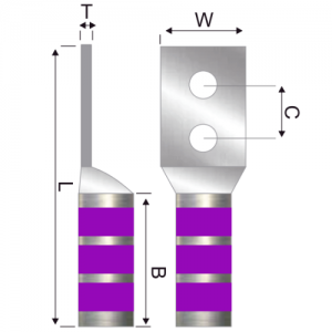 Terminal En Cobre Estañado Dos Ojos Largo 4/0 AWG
