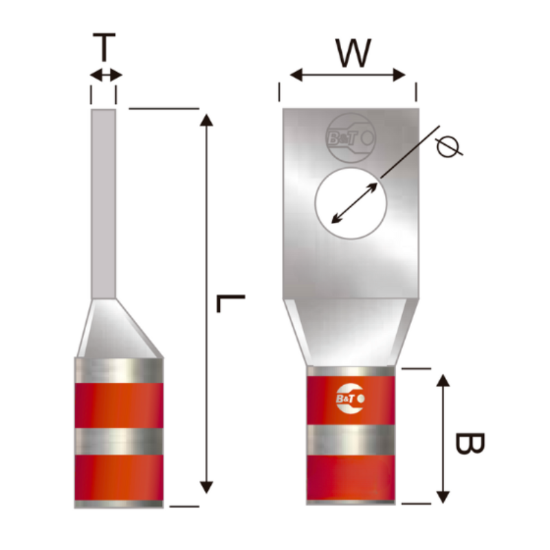 Terminal en Cobre Estañado Corto 8 AWG