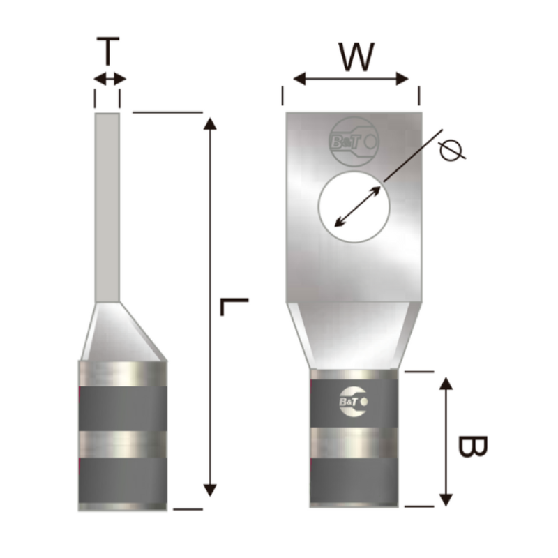 Terminal En Cobre Estañado Corto 4 AWG