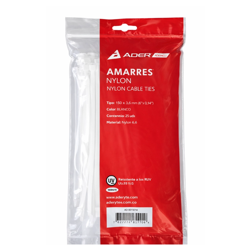 Amarre plástico Color Blanco 7,6 mmX750 mm